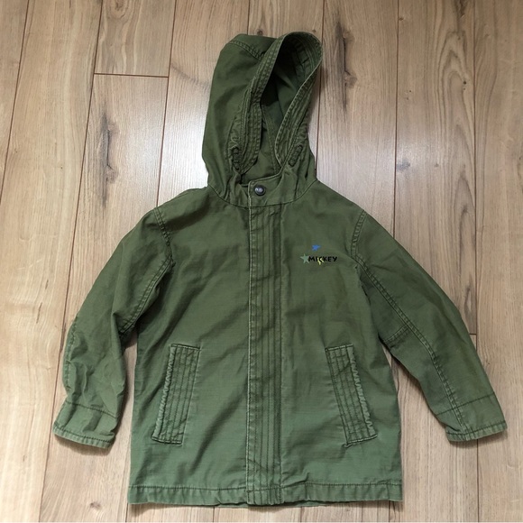 Boys (Toddler) Zara Baby Disney Baby Mickey cotton Green hooded jacket size 3-4 - Picture 1 of 13
